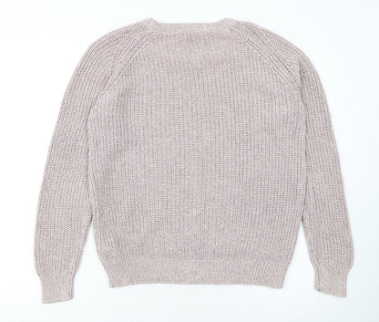 Marks and Spencer Womens Beige Chunky Knit Cotton Pullover Jumper UK 14