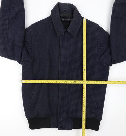 French Connection Men's Blue Wool Bomber Jacket Size M