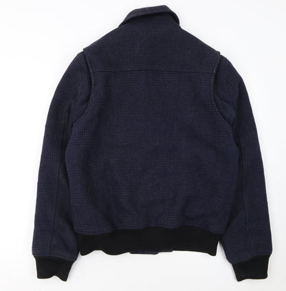 French Connection Men's Blue Wool Bomber Jacket Size M