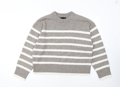 New Look Women Beige Striped Knit Pullover Jumper Size M