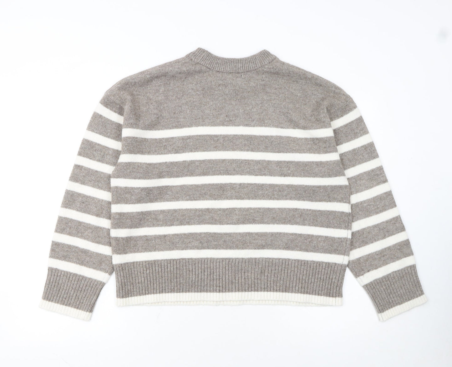 New Look Women Beige Striped Knit Pullover Jumper Size M