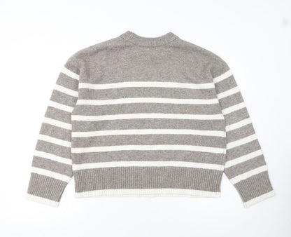 New Look Women Beige Striped Knit Pullover Jumper Size M