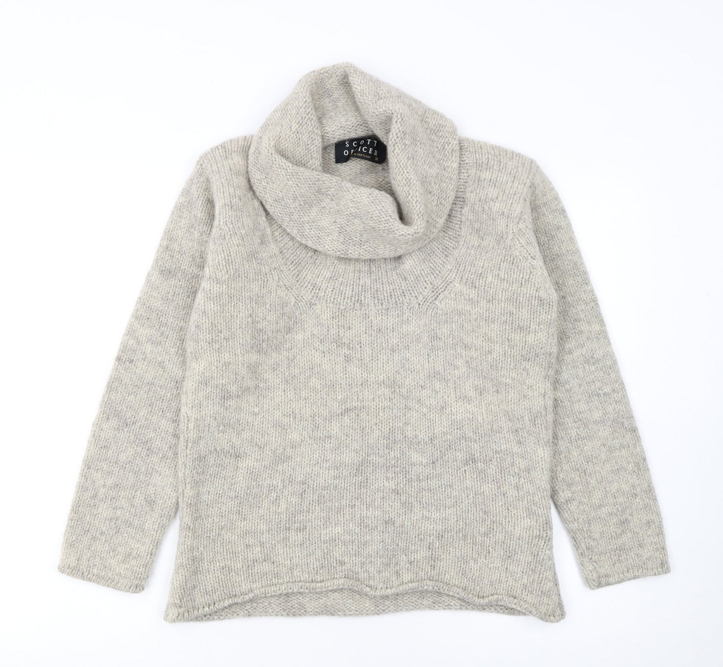 Scott Officer Women's Beige Wool Cowl Neck Jumper Size M