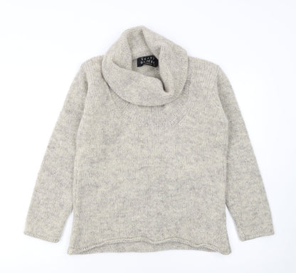 Scott Officer Women's Beige Wool Cowl Neck Jumper Size M