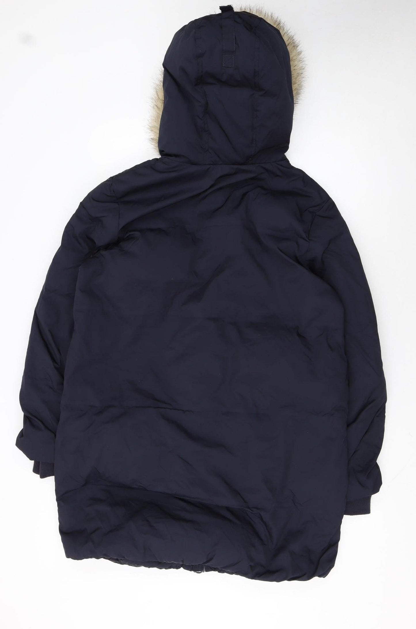 Marks and Spencer Womens Blue Faux Fur Hooded Puffer Coat Size 12