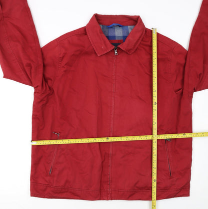 Marks and Spencer Mens Red Cotton Full Zip Jacket 2XL Casual