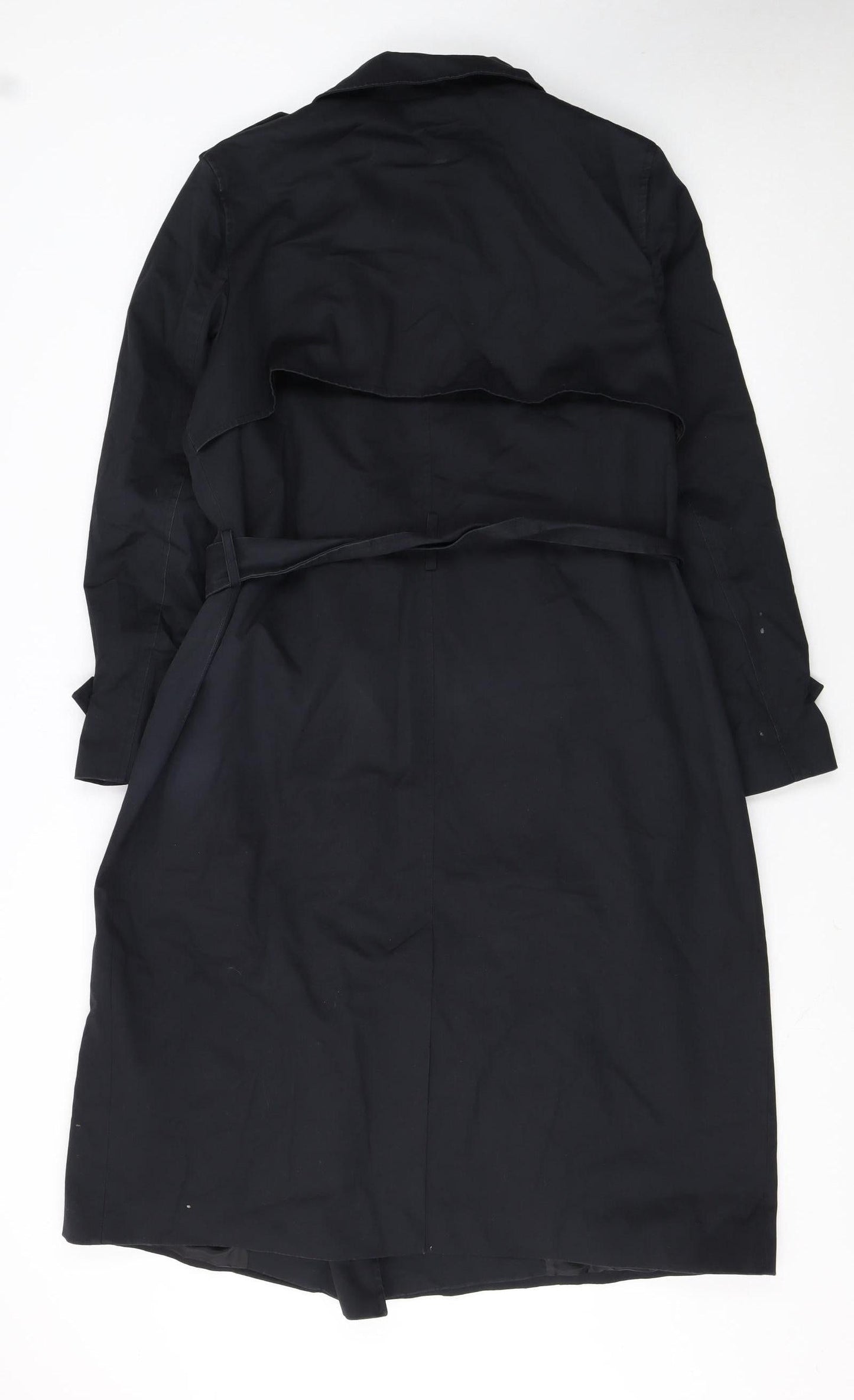 Marks and Spencer Women’s Black Size 16 Long Trench Coat Belted Twill