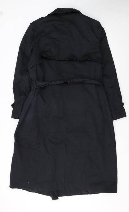 Marks and Spencer Women’s Black Size 16 Long Trench Coat Belted Twill