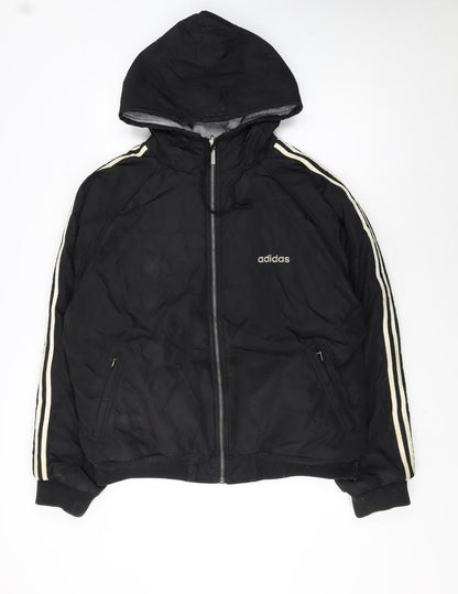 Adidas Men's Black L Hooded Full Zip Bomber Jacket 44in