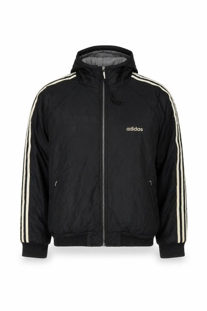 Adidas Men's Black L Hooded Full Zip Bomber Jacket 44in