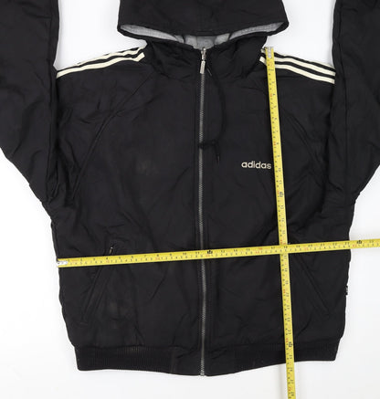 Adidas Men's Black L Hooded Full Zip Bomber Jacket 44in
