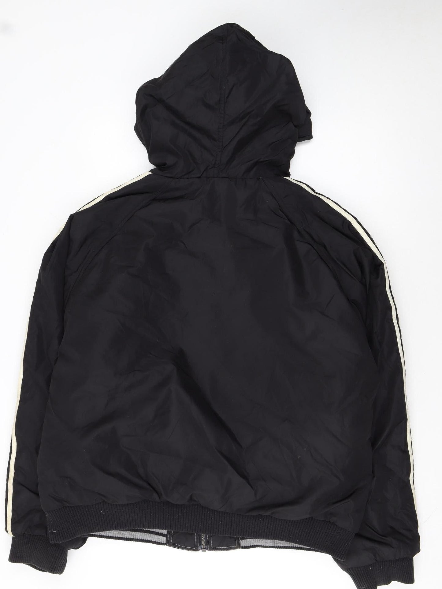 Adidas Men's Black L Hooded Full Zip Bomber Jacket 44in