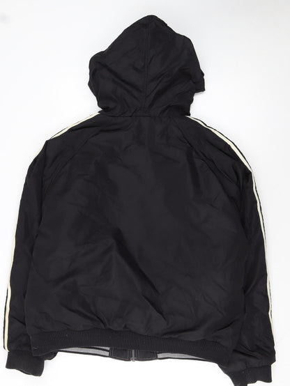 Adidas Men's Black L Hooded Full Zip Bomber Jacket 44in