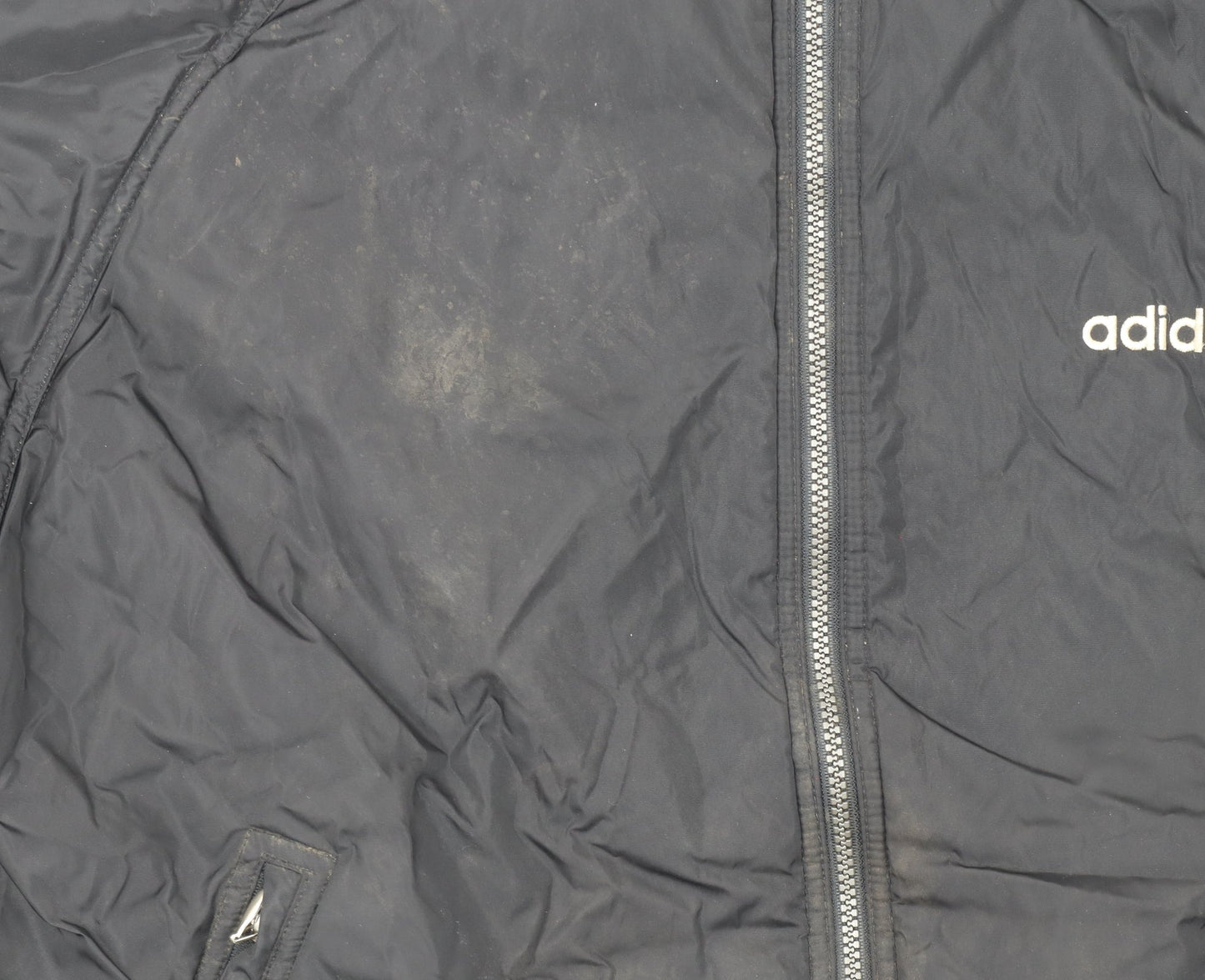 Adidas Men's Black L Hooded Full Zip Bomber Jacket 44in
