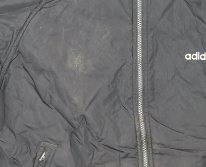 Adidas Men's Black L Hooded Full Zip Bomber Jacket 44in