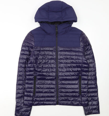 Superdry Womens Blue Hooded Puffer Jacket Size 14
