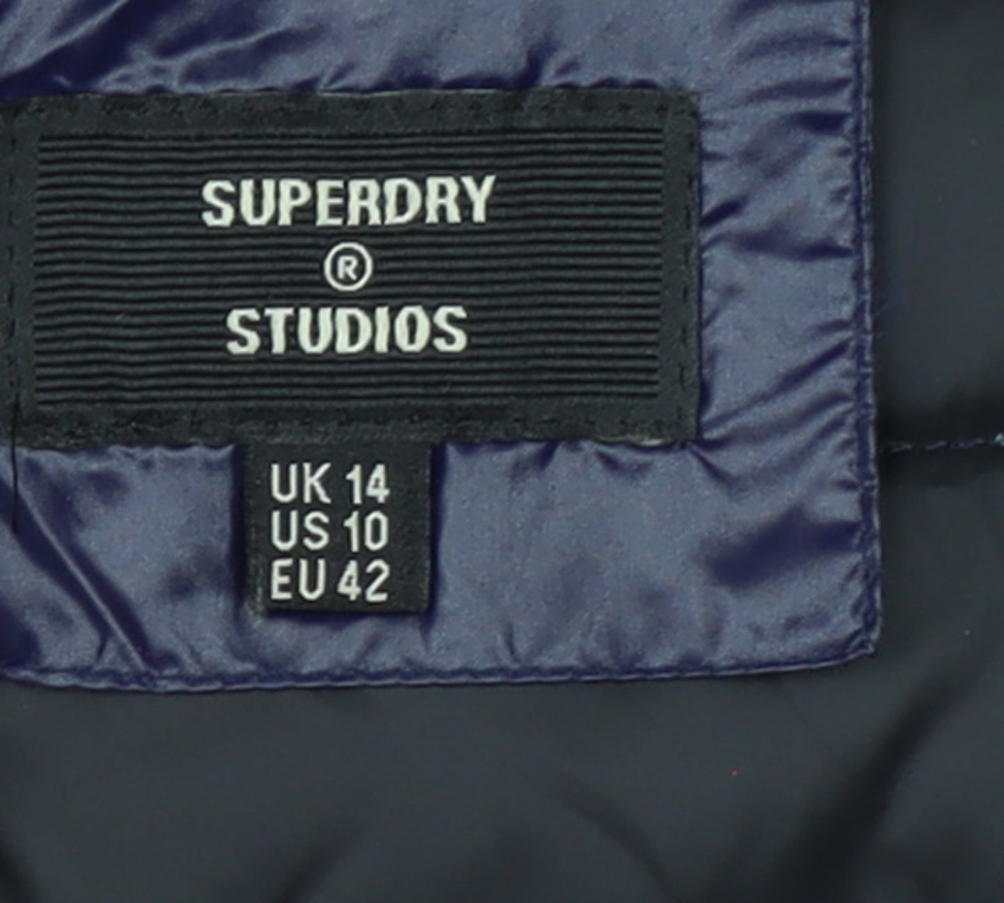 Superdry Womens Blue Hooded Puffer Jacket Size 14