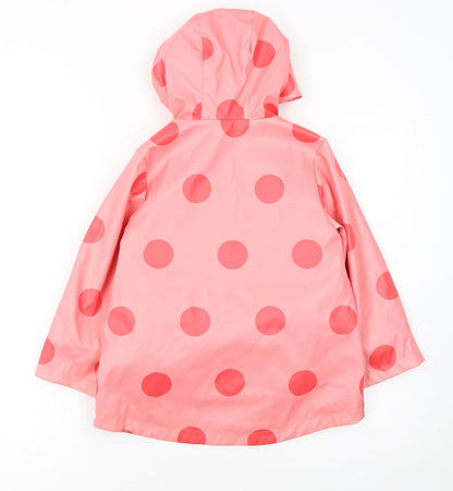 Marks and Spencer Girls Pink Polka Dot Rain Coat 4-5 Years Hooded Waterproof