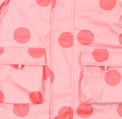 Marks and Spencer Girls Pink Polka Dot Rain Coat 4-5 Years Hooded Waterproof