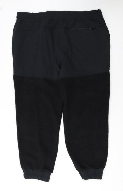 Marks and Spencer Men Black 3XL Fleece Joggers with Zip Pockets