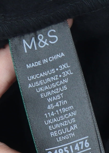 Marks and Spencer Men Black 3XL Fleece Joggers with Zip Pockets