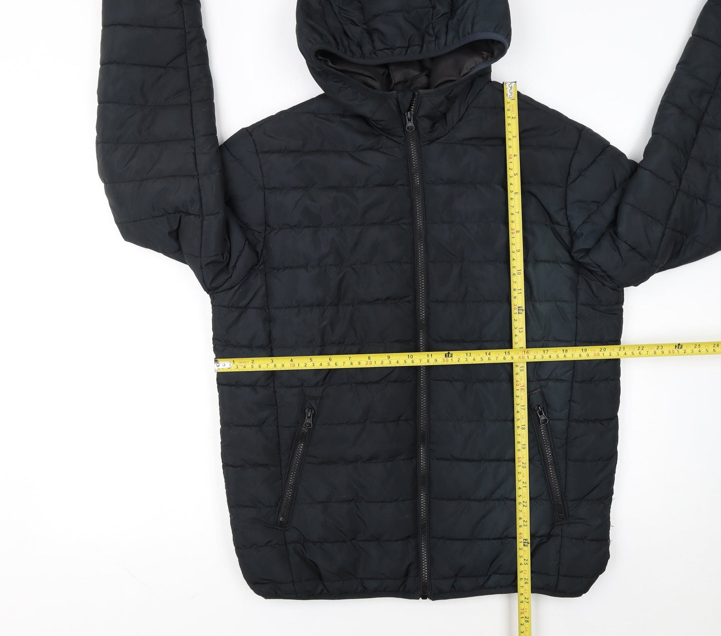 Jack & Jones Men's Black Hooded Puffer Jacket Size M