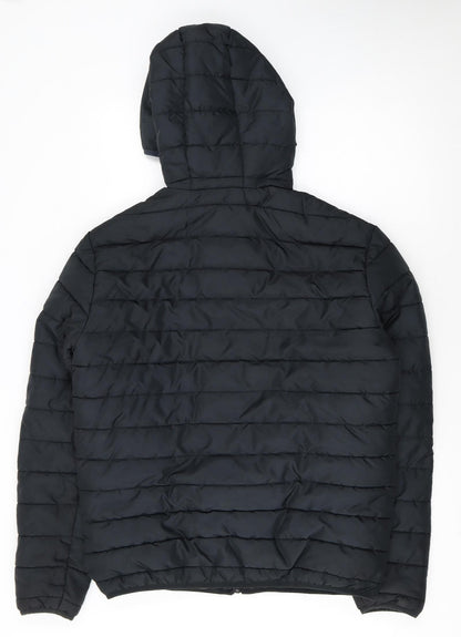 Jack & Jones Men's Black Hooded Puffer Jacket Size M