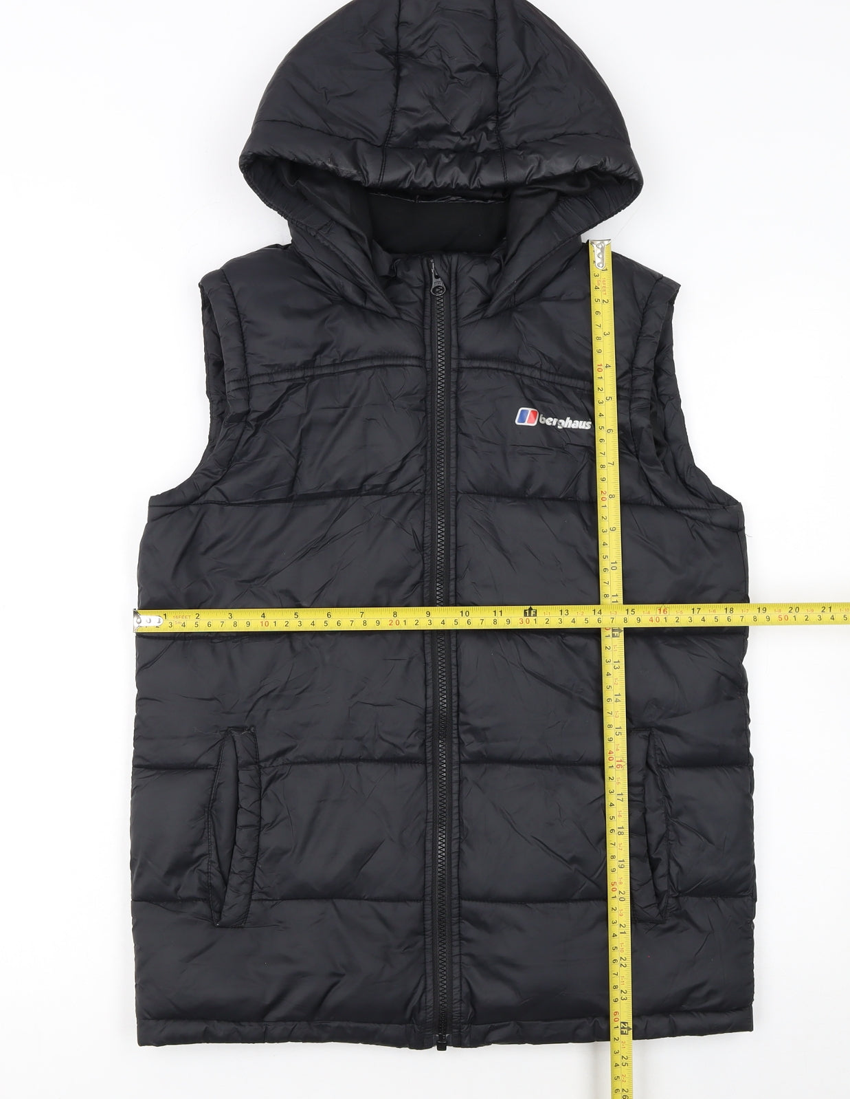 Berghaus Boys Black Hooded Puffer Bodywarmer 13 Years Mid-Length