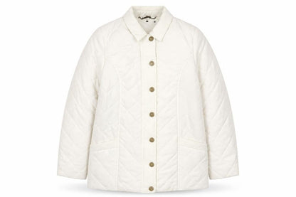 Dash Women’s Ivory Quilted Mid-Length Jacket UK 12 Button Style