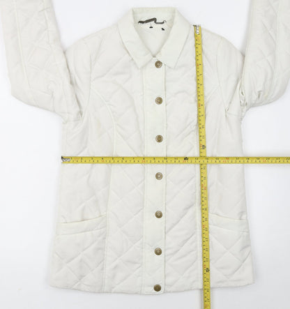 Dash Women’s Ivory Quilted Mid-Length Jacket UK 12 Button Style