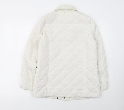 Dash Women’s Ivory Quilted Mid-Length Jacket UK 12 Button Style