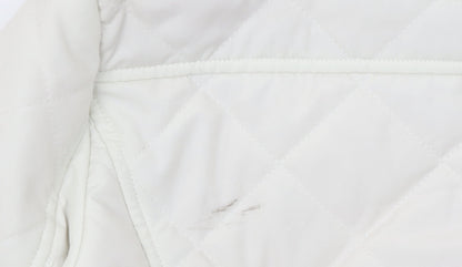 Dash Women’s Ivory Quilted Mid-Length Jacket UK 12 Button Style