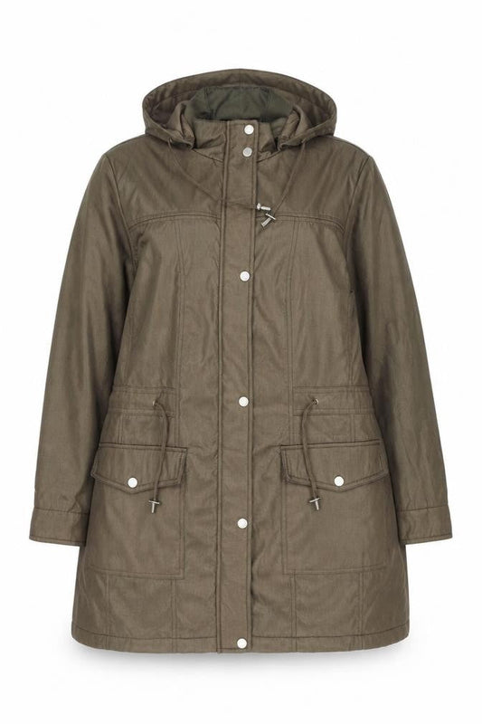 Classic Women’s Brown Hooded Parka Coat Size 18 Mid-Length