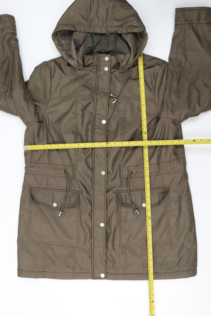 Classic Women’s Brown Hooded Parka Coat Size 18 Mid-Length