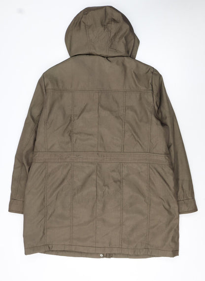 Classic Women’s Brown Hooded Parka Coat Size 18 Mid-Length
