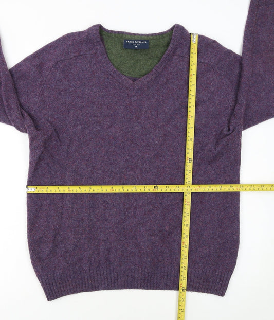 Brook Taverner Men’s Purple Lambswool V-Neck Jumper Size M