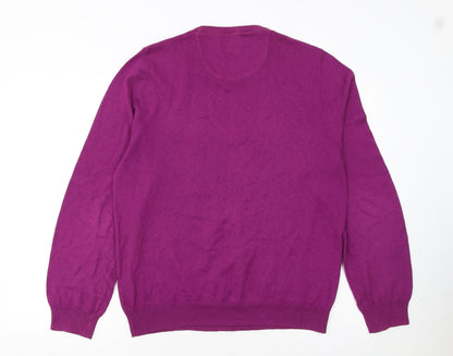 Marks and Spencer Men's Purple Cotton Cashmere Pullover Jumper L