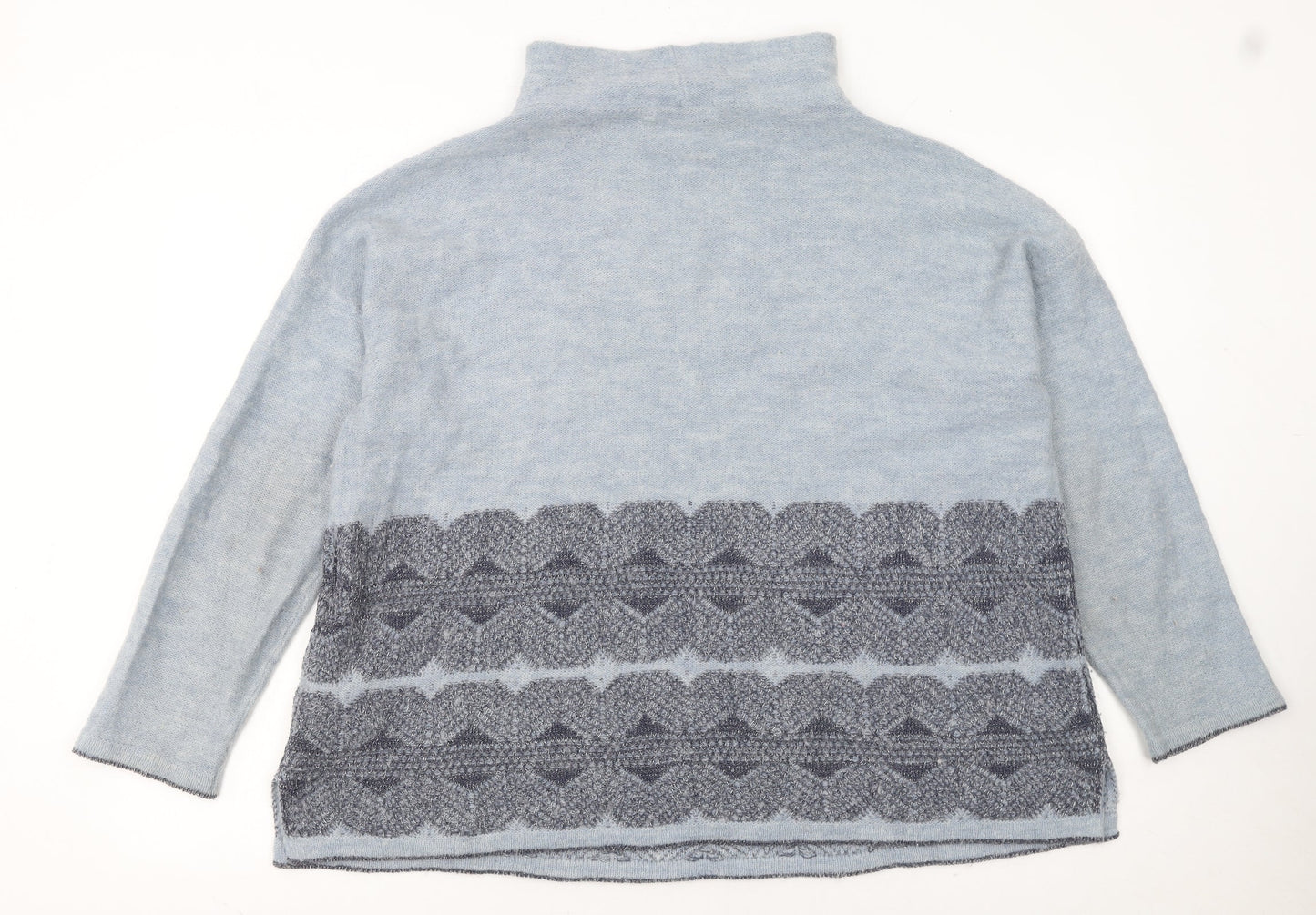 Marks and Spencer Women Blue High Neck Wool Blend Jumper Size 20
