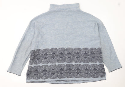 Marks and Spencer Women Blue High Neck Wool Blend Jumper Size 20