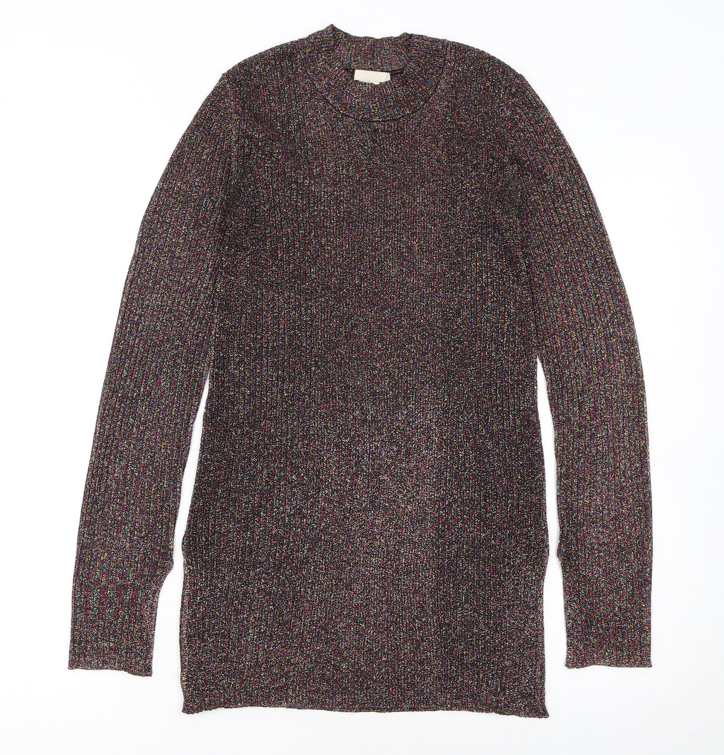 H&M Women Multicoloured Glitter Knit Crew Neck Jumper Size 10