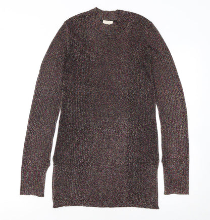 H&M Women Multicoloured Glitter Knit Crew Neck Jumper Size 10