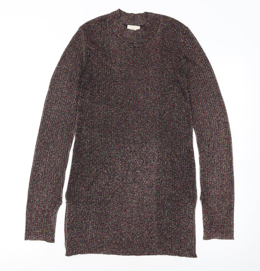 H&M Women Multicoloured Glitter Knit Crew Neck Jumper Size 10