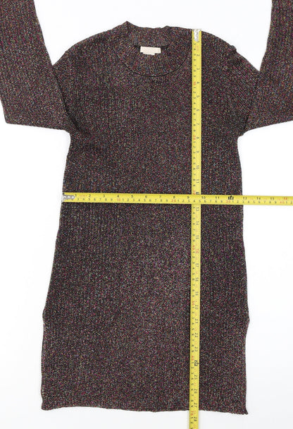 H&M Women Multicoloured Glitter Knit Crew Neck Jumper Size 10
