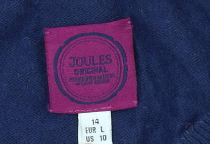 Joules Women's Blue Dog Crew Neck Wool Blend Jumper Size 14