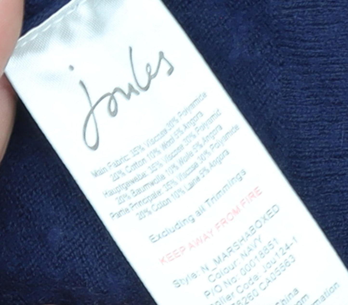 Joules Women's Blue Dog Crew Neck Wool Blend Jumper Size 14