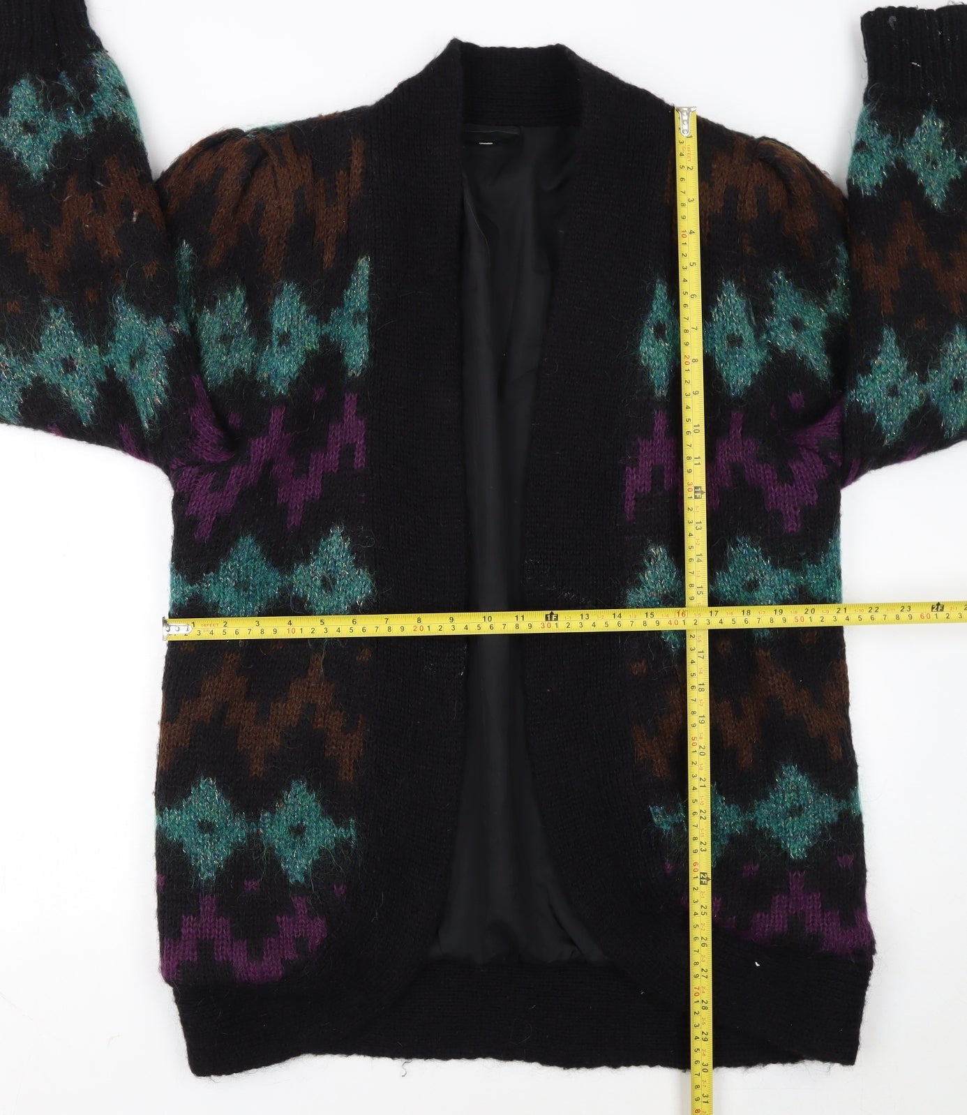 Laura Jarani Womens Multicoloured Wool Mohair Geometric Cardigan Size 12