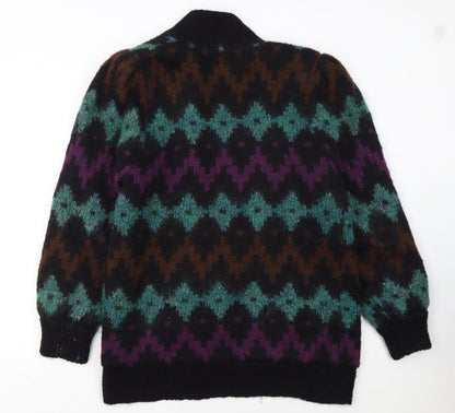 Laura Jarani Womens Multicoloured Wool Mohair Geometric Cardigan Size 12