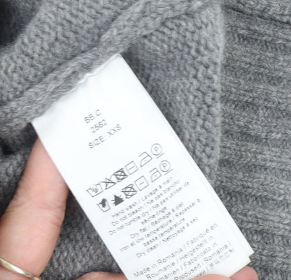 Ganni Womens Grey Wool Graphic Logo Pullover Jumper XXS