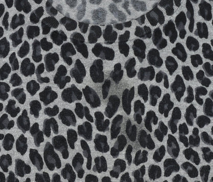 DKNY Women’s Grey Leopard Print Long Sleeve Pullover Jumper Size L