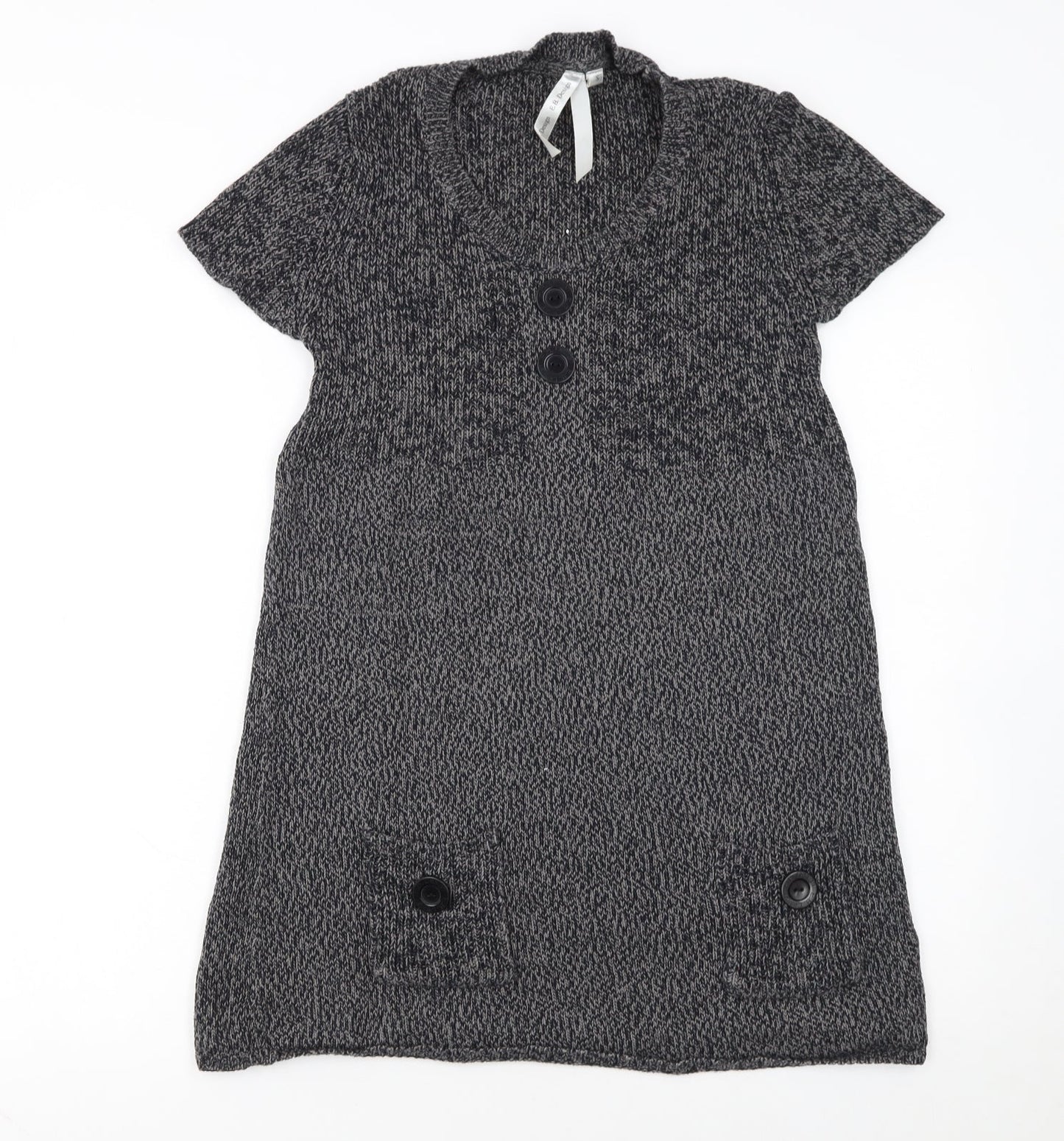 E.B. Design Women Grey Short Sleeve Knit Jumper Dress S